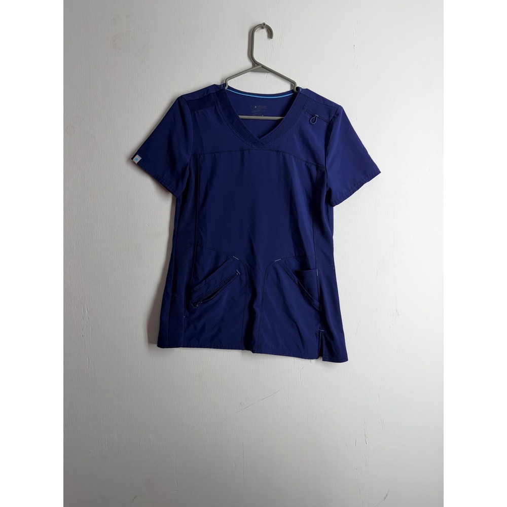 Scrubstar Performance V-Neck Scrub Top Navy Blue Mesh Side Panels XS